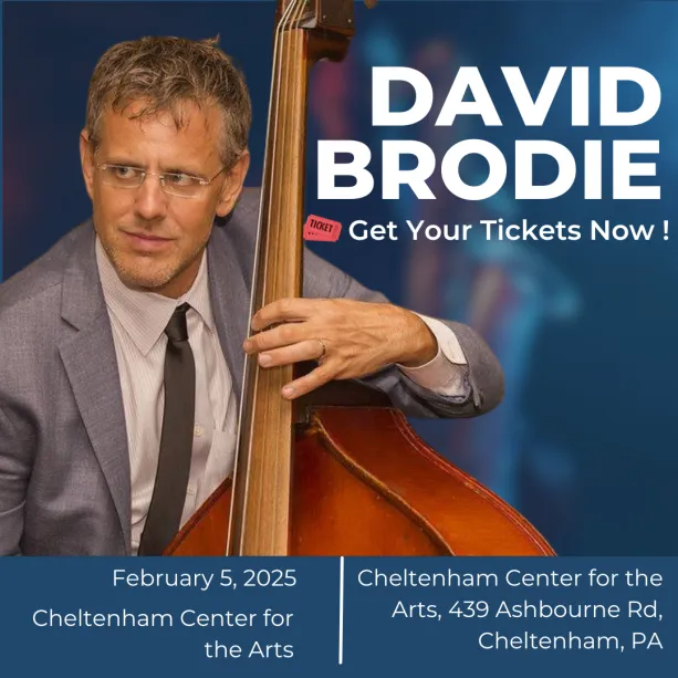 Event poster for a David Brodie concert at Cheltenham Center for the Arts