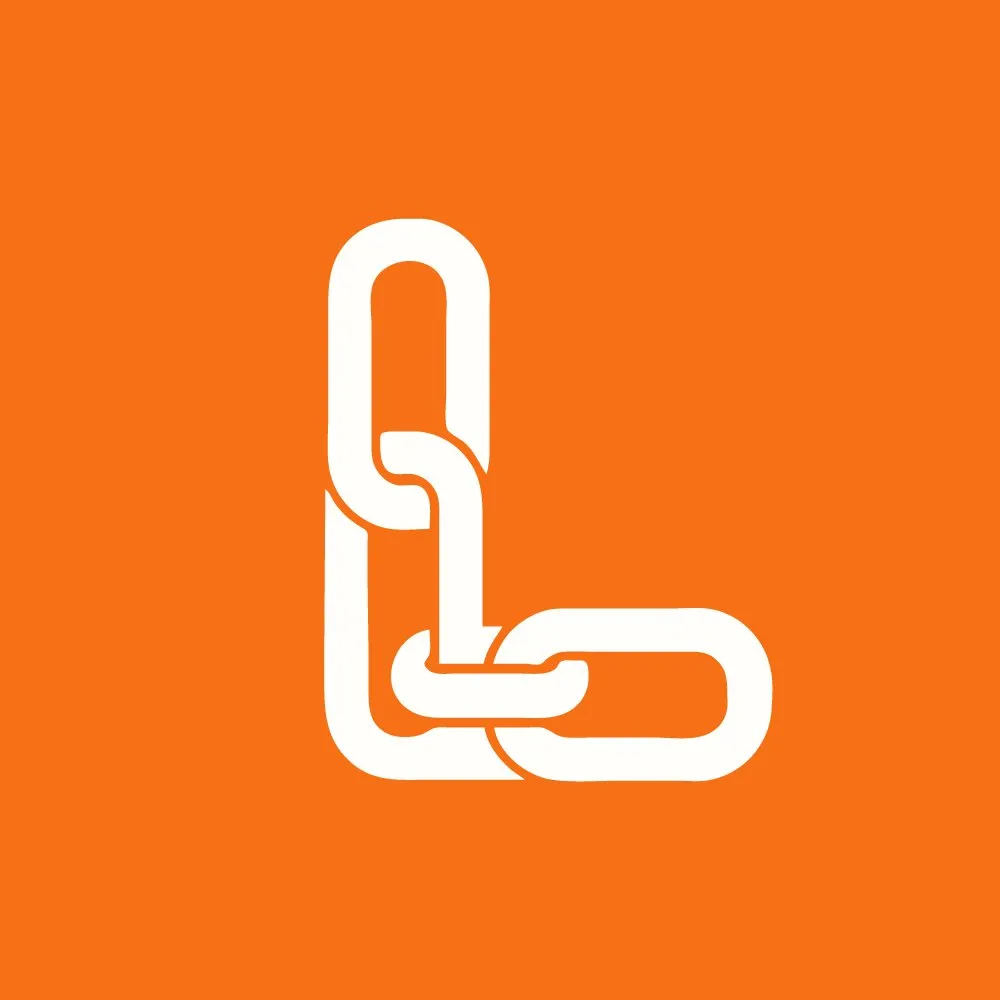Linkify Social logo: an orange chain-link L