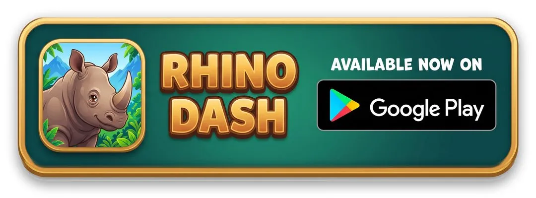 Rhino Dash end card: available now on Google Play
