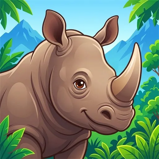 Rhino Dash Google Play icon: a cartoon rhino in the jungle