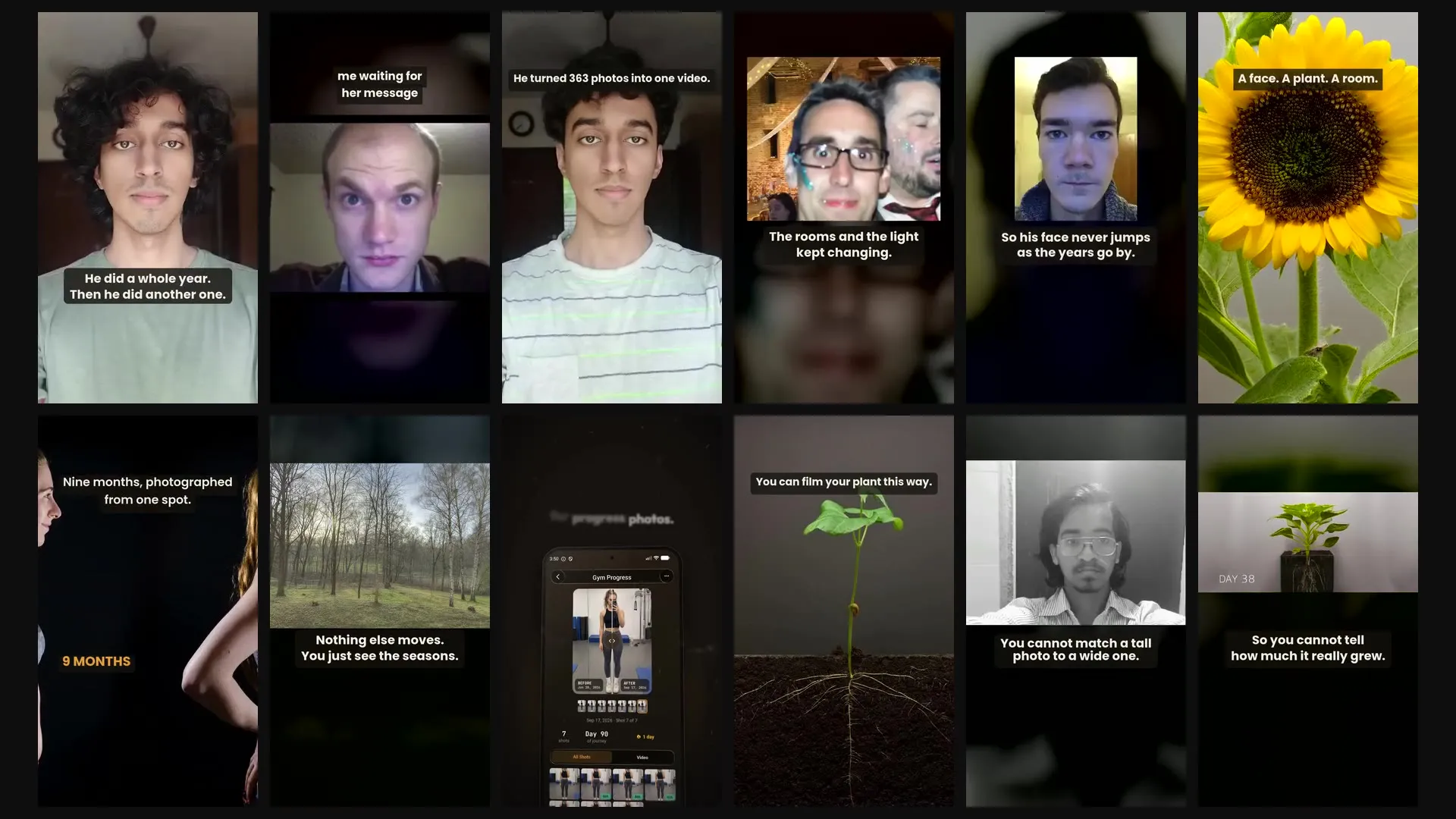 Frames from the 85 SameShot social videos