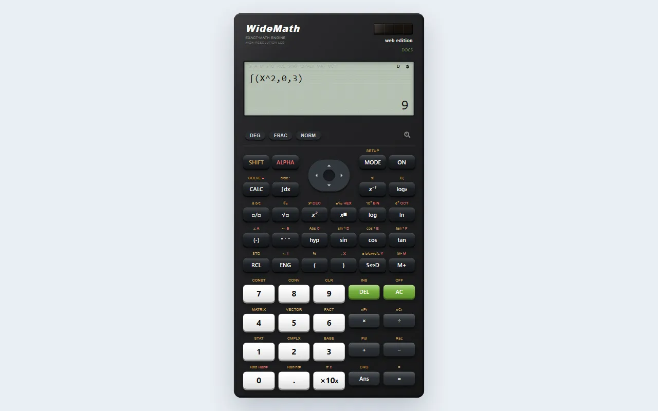 The WideMath scientific calculator