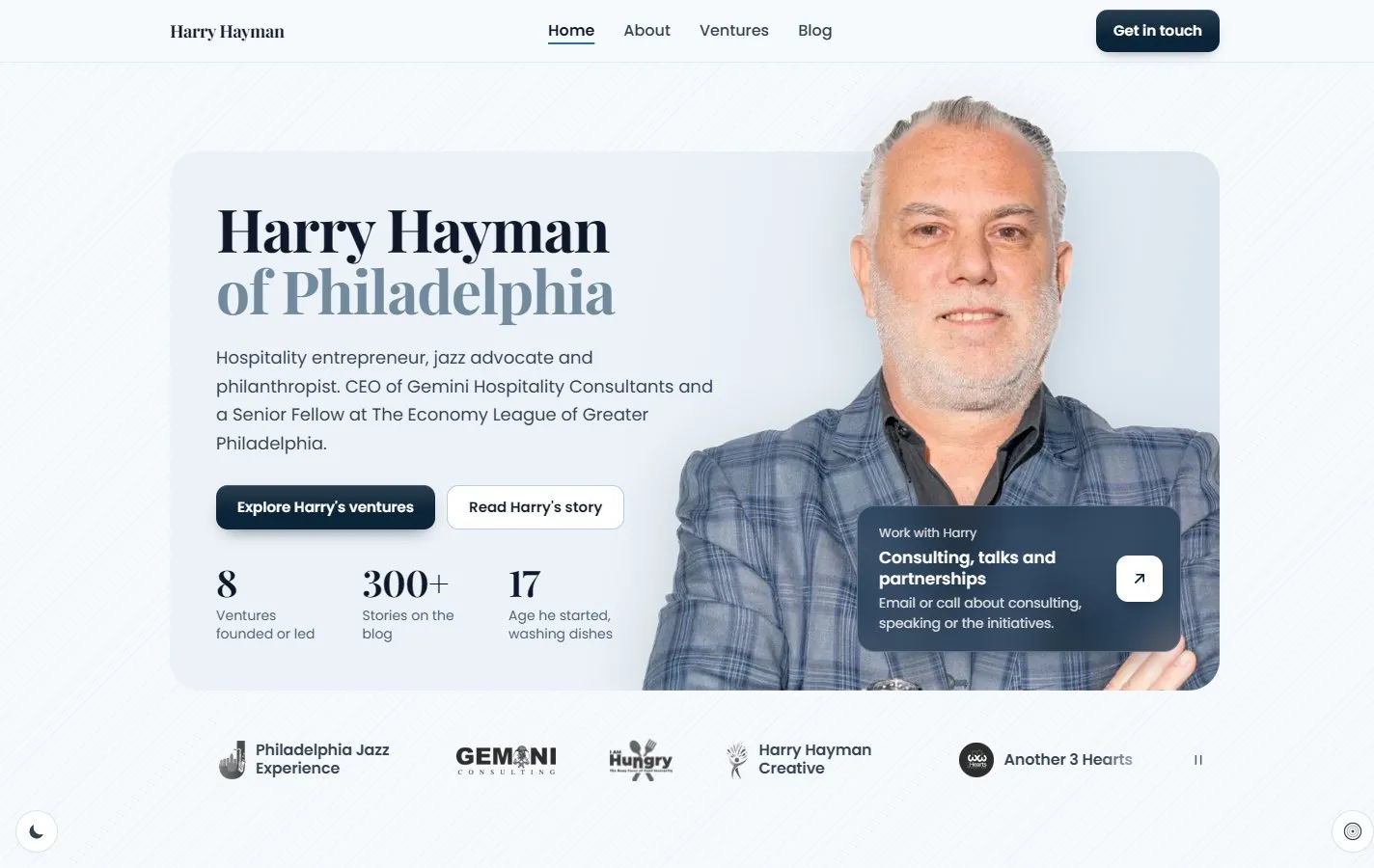 The harryhayman.com home page