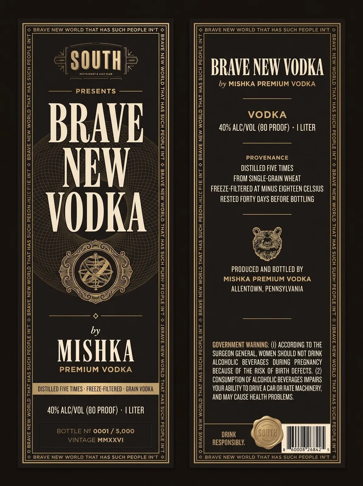 SOUTH presents Brave New Vodka: premium label