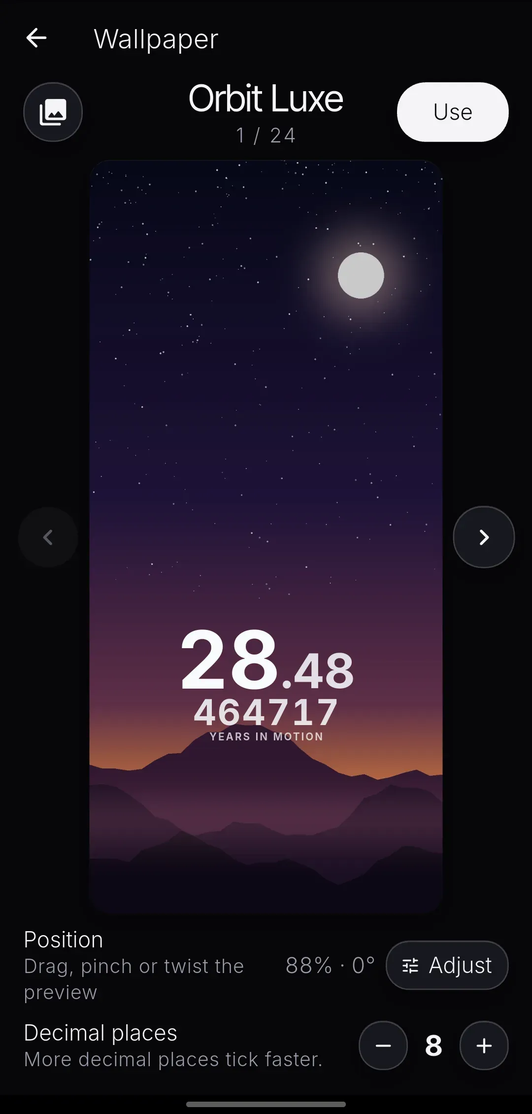 TimeBorn: an age counter over a sunset wallpaper