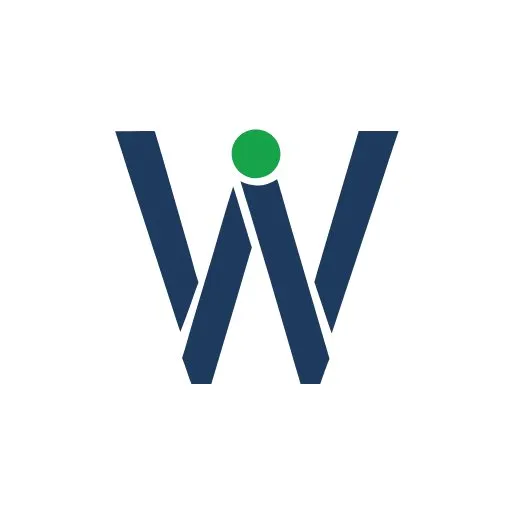 WideMath logo: a W built from slanted bars with a green dot